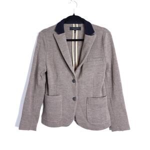 RAG & BONE Fitted Wool Strand Jacket Taupe Elbow Patch Women's M